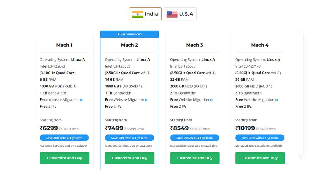 BigRock Linux Dedicated Server Plans
