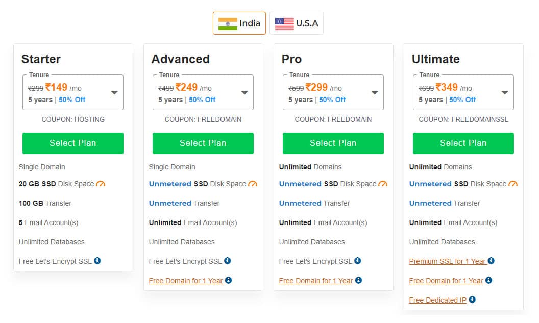 BigRock Shared Hosting Plans