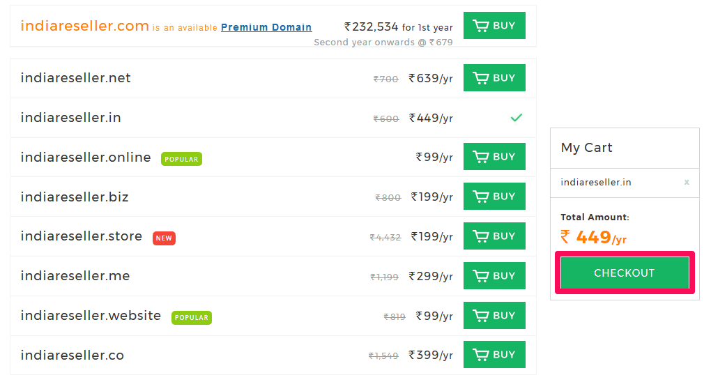 BigRock Checkout Page