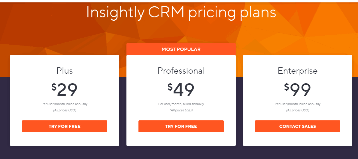 Insightly CRM Software Pricing
