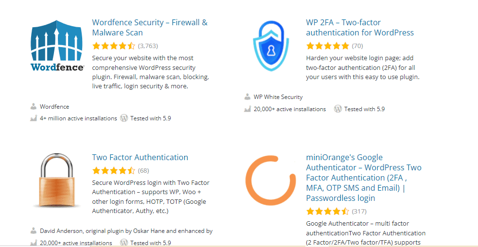 Install a Two Factor Authentication Plugin