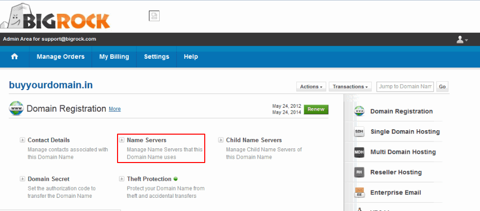 Click on Name Servers