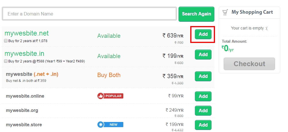 Select the domain names