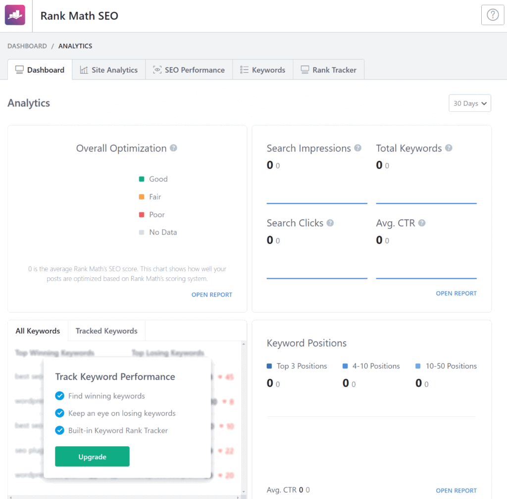 User Interface Rank Math
